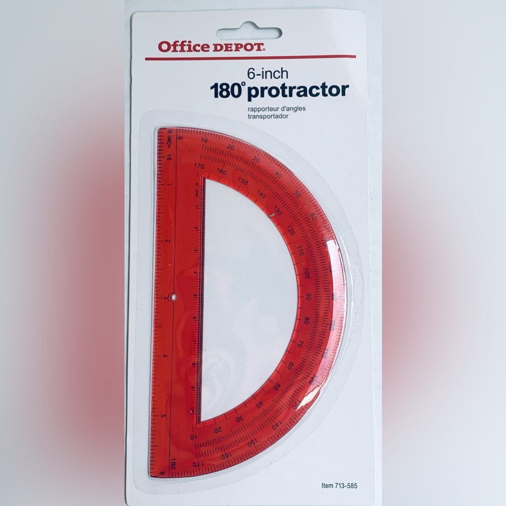 NWT PROTRACTOR RED 6 inch 180 degrees Office Depot